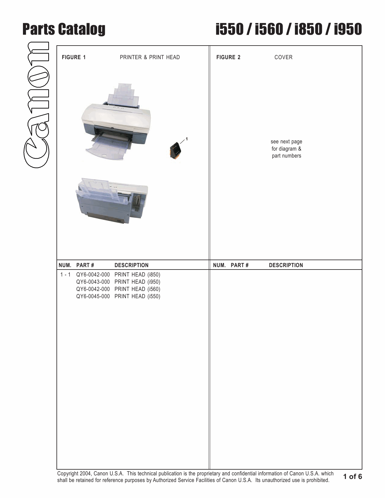 Canon PIXUS i560 i850S Parts Catalog Manual-2